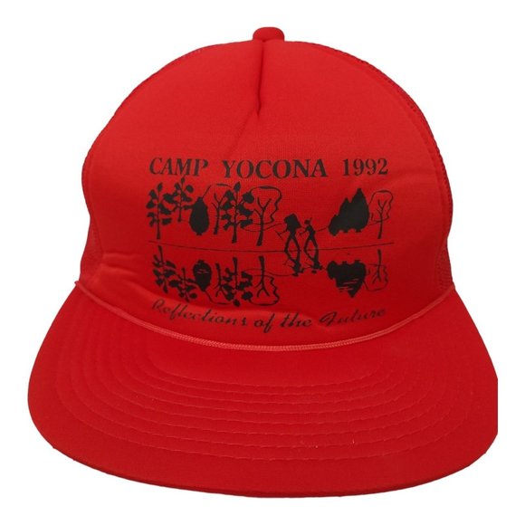 Vintage Camp Yocona 1992 Mesh OSFM Snapback Cap Trucker Foam Baseball Hat Red - Picture 13 of 13